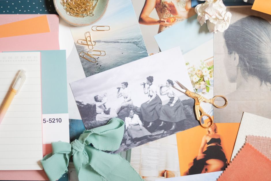 Artistic moodboard showcasing various creative inspirations and design elements.